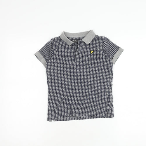 Lyle & Scott Boys Grey Houndstooth Polo Shirt 8-9 Years
