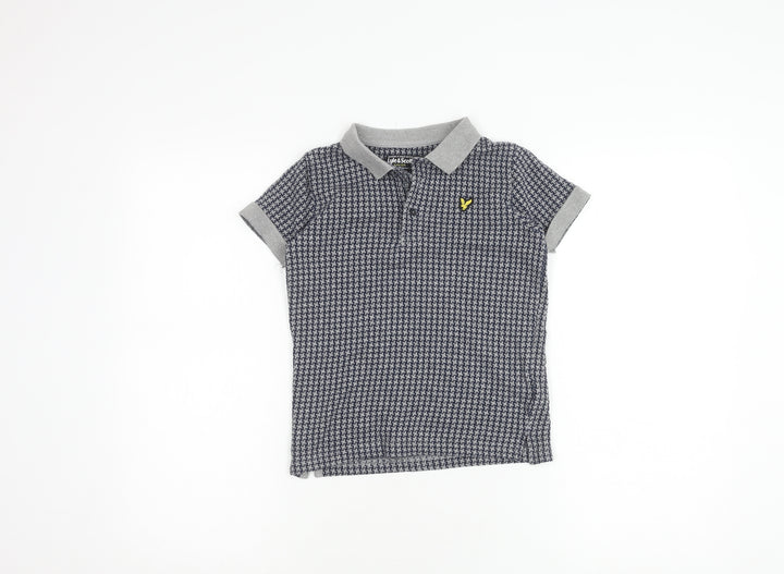 Lyle & Scott Boys Grey Houndstooth Polo Shirt 8-9 Years