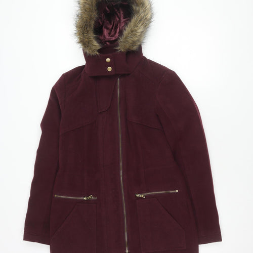 New Look Women's Red Parka Coat Size 8