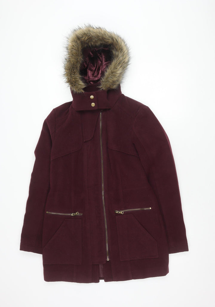 New Look Women's Red Parka Coat Size 8