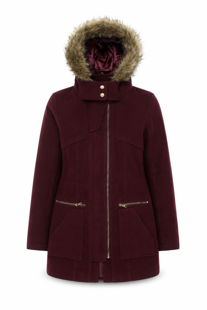 Front view of New Look Women's Red Parka Coat, size 8