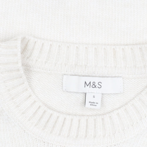 Marks and Spencer Women's White Star Pullover Jumper S