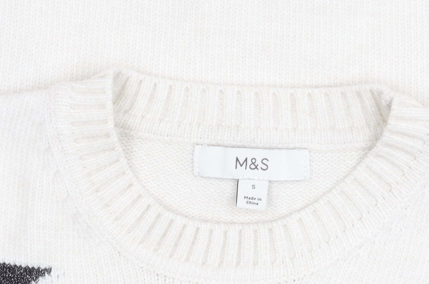 Marks and Spencer Women's White Star Pullover Jumper S