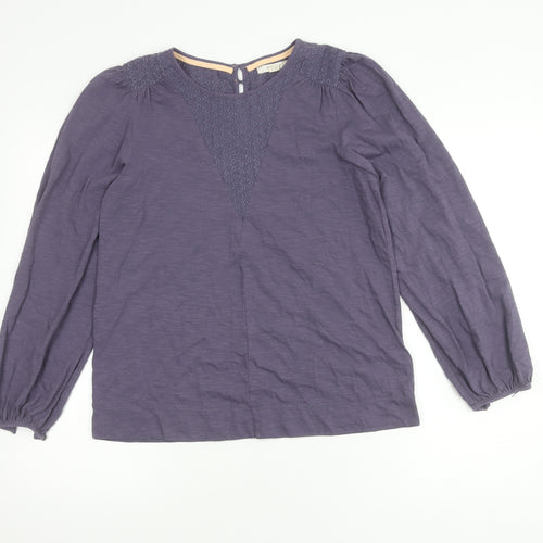 White Stuff Women's Purple Blouse, UK 10, Embroidered