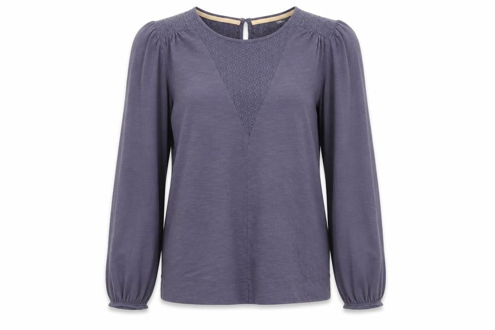 Front view of White Stuff Women's Purple Blouse, UK 10, Embroidered