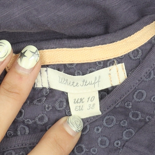 White Stuff Women's Purple Blouse, UK 10, Embroidered