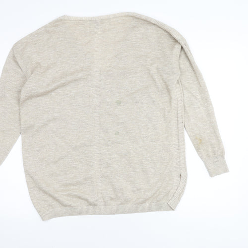 Pure Collection Women's Beige V-Neck Knit Jumper Size 14