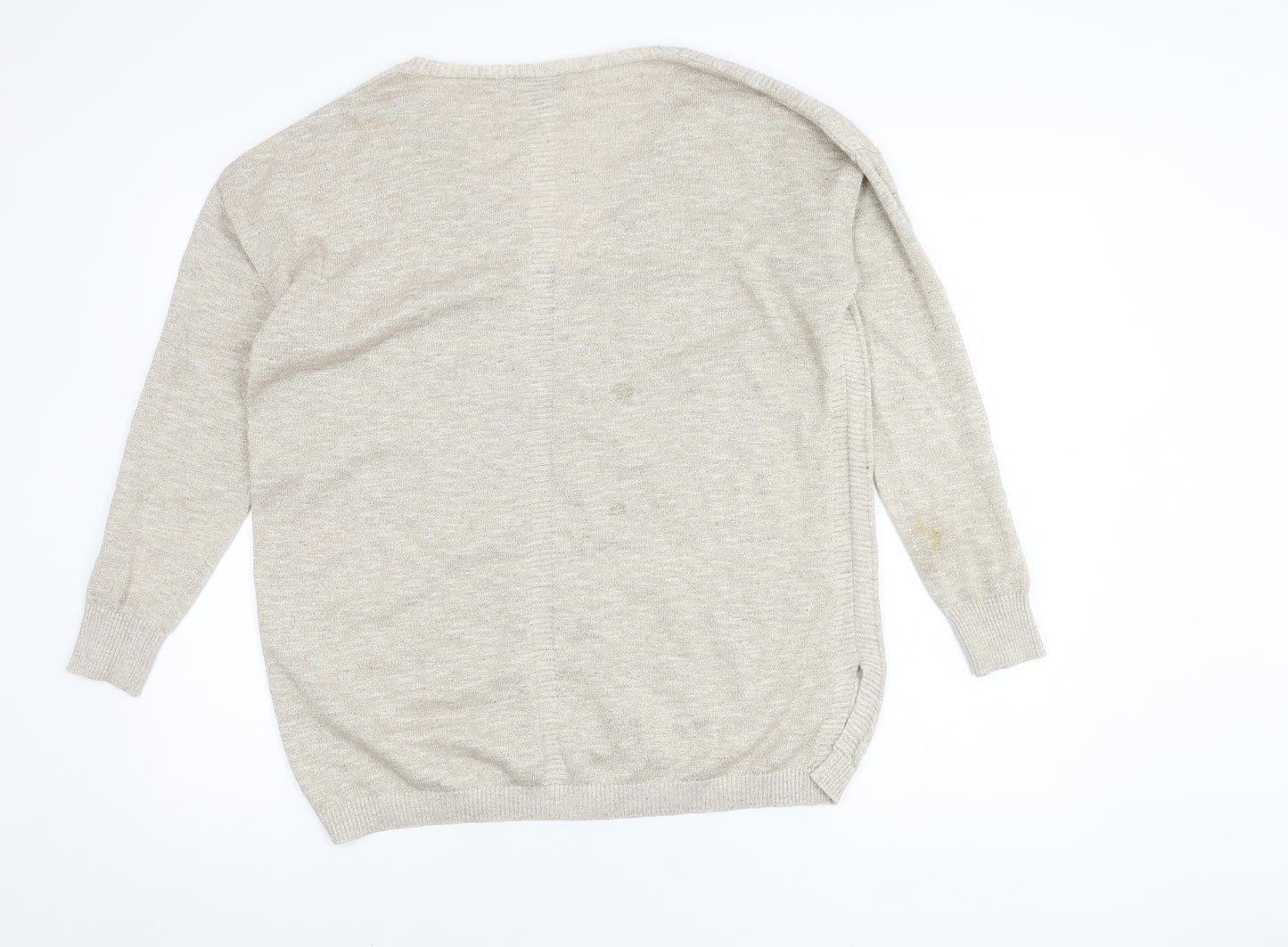 Pure Collection Women's Beige V-Neck Knit Jumper Size 14