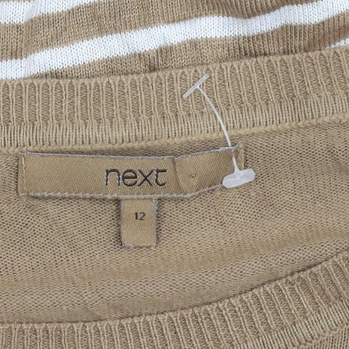Next Women's Beige Striped Pullover Jumper, Size 12