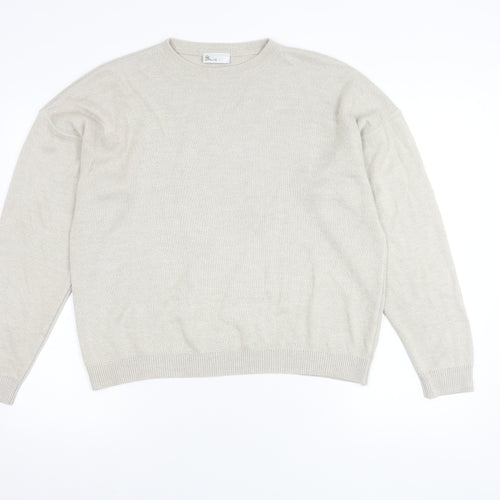 BHS Women's Beige Acrylic Crew Neck Jumper Size 14-16