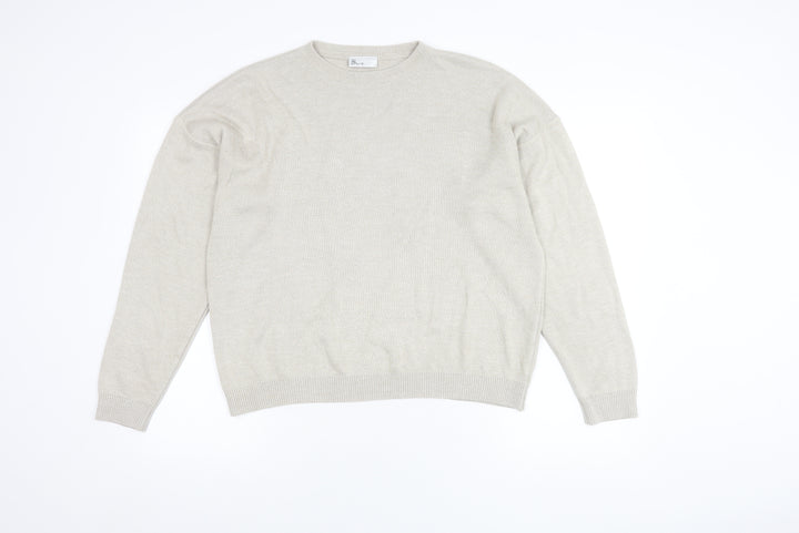 BHS Women's Beige Acrylic Crew Neck Jumper Size 14-16