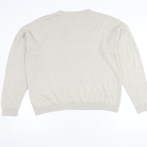 BHS Women's Beige Acrylic Crew Neck Jumper Size 14-16
