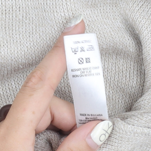 BHS Women's Beige Acrylic Crew Neck Jumper Size 14-16