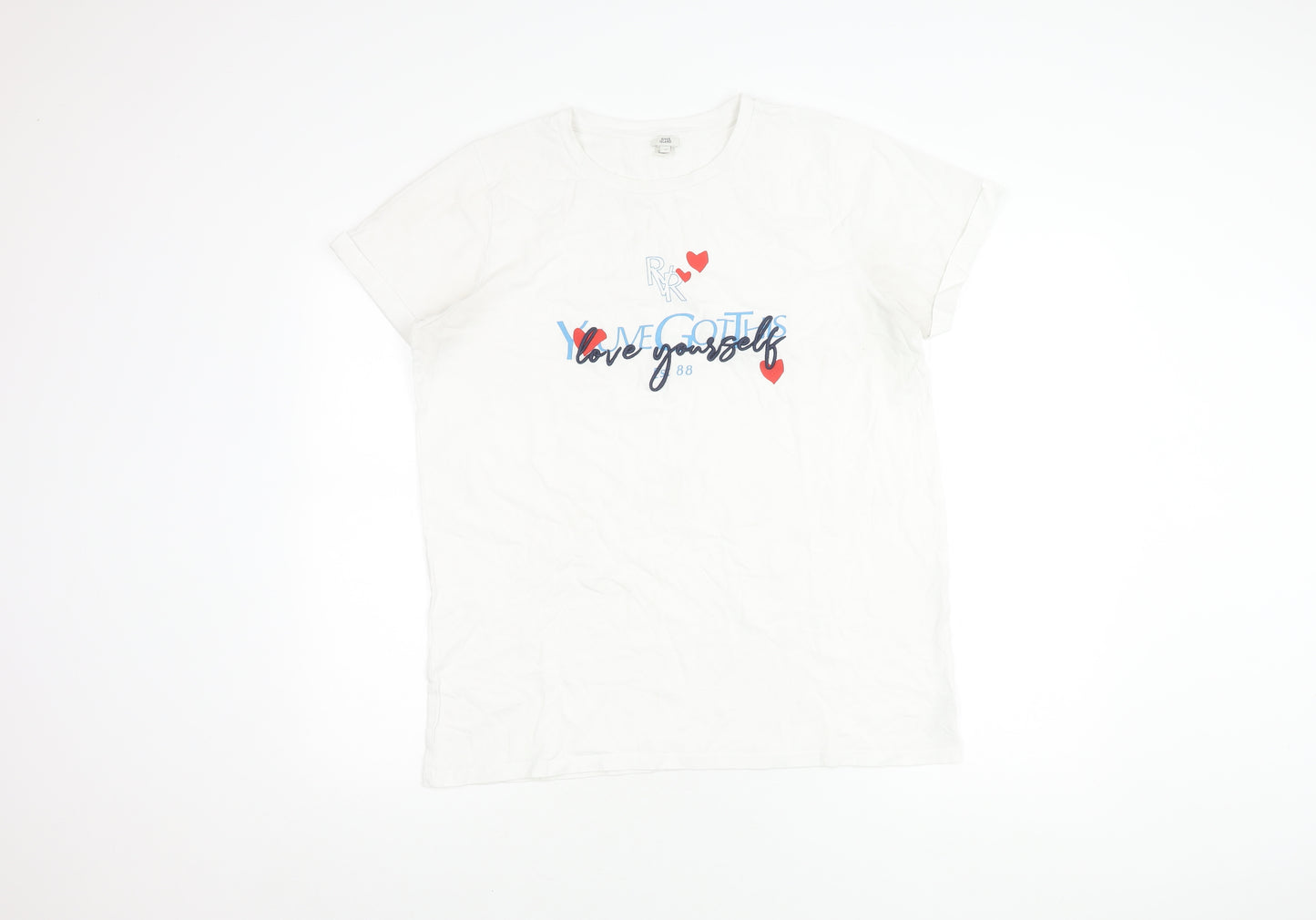 River Island Women's White T-Shirt Size 12 Casual