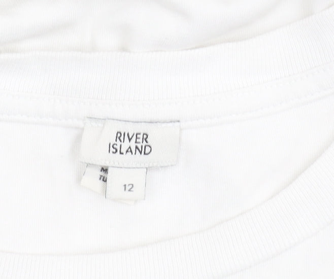 River Island Women's White T-Shirt Size 12 Casual