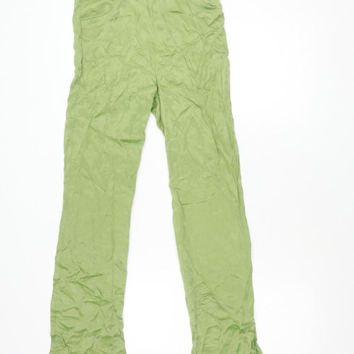 Zara Women's Green Straight Trousers, Size S, Casual