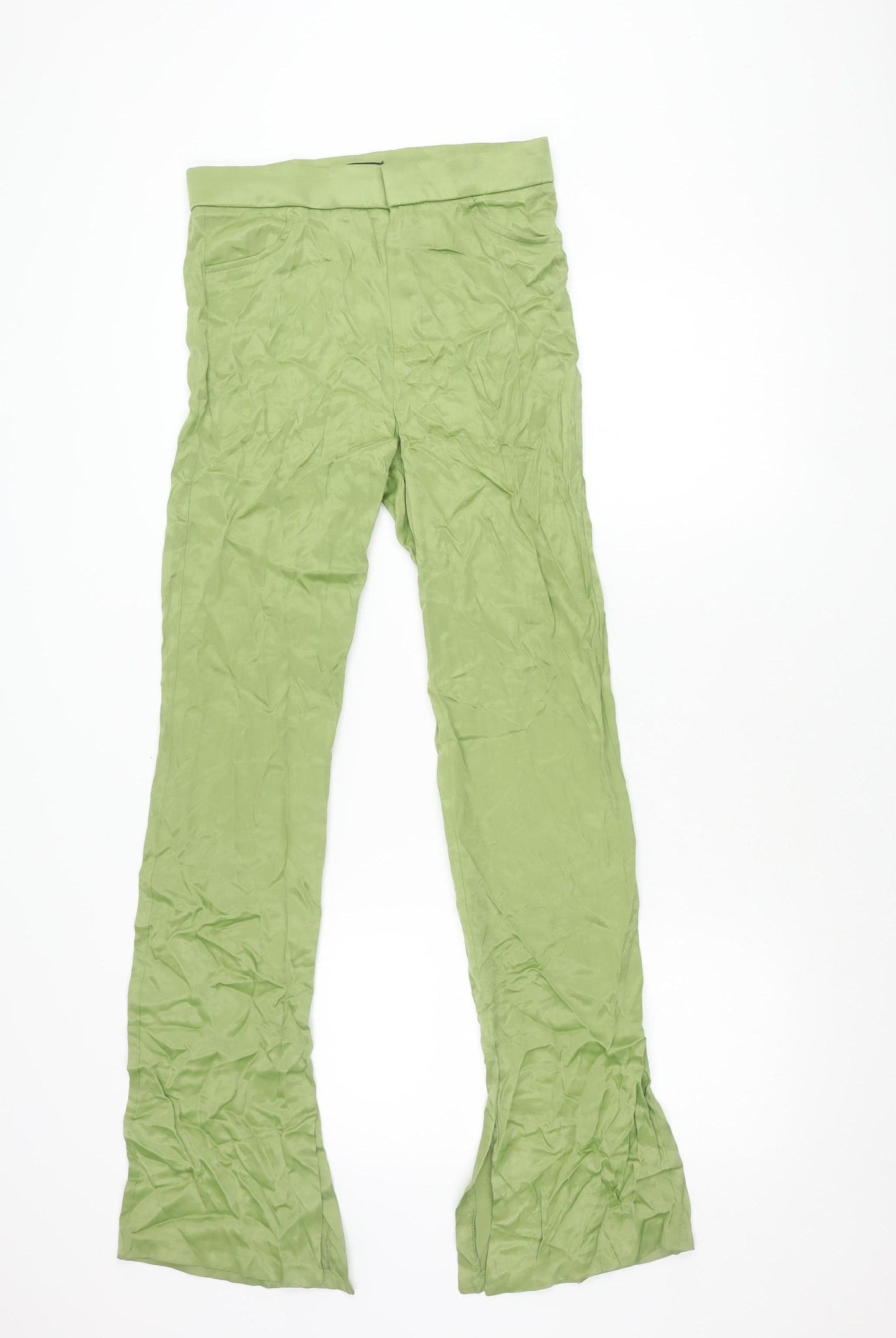 Zara Women's Green Straight Trousers, Size S, Casual