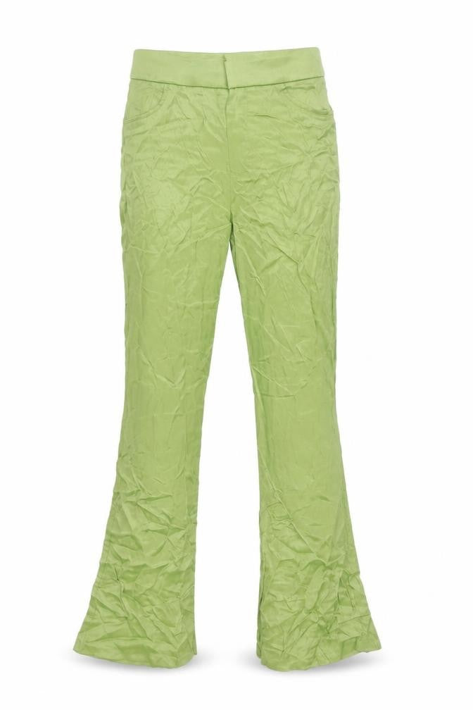 Front view of Zara Women's Green Straight Trousers, size S, Casual