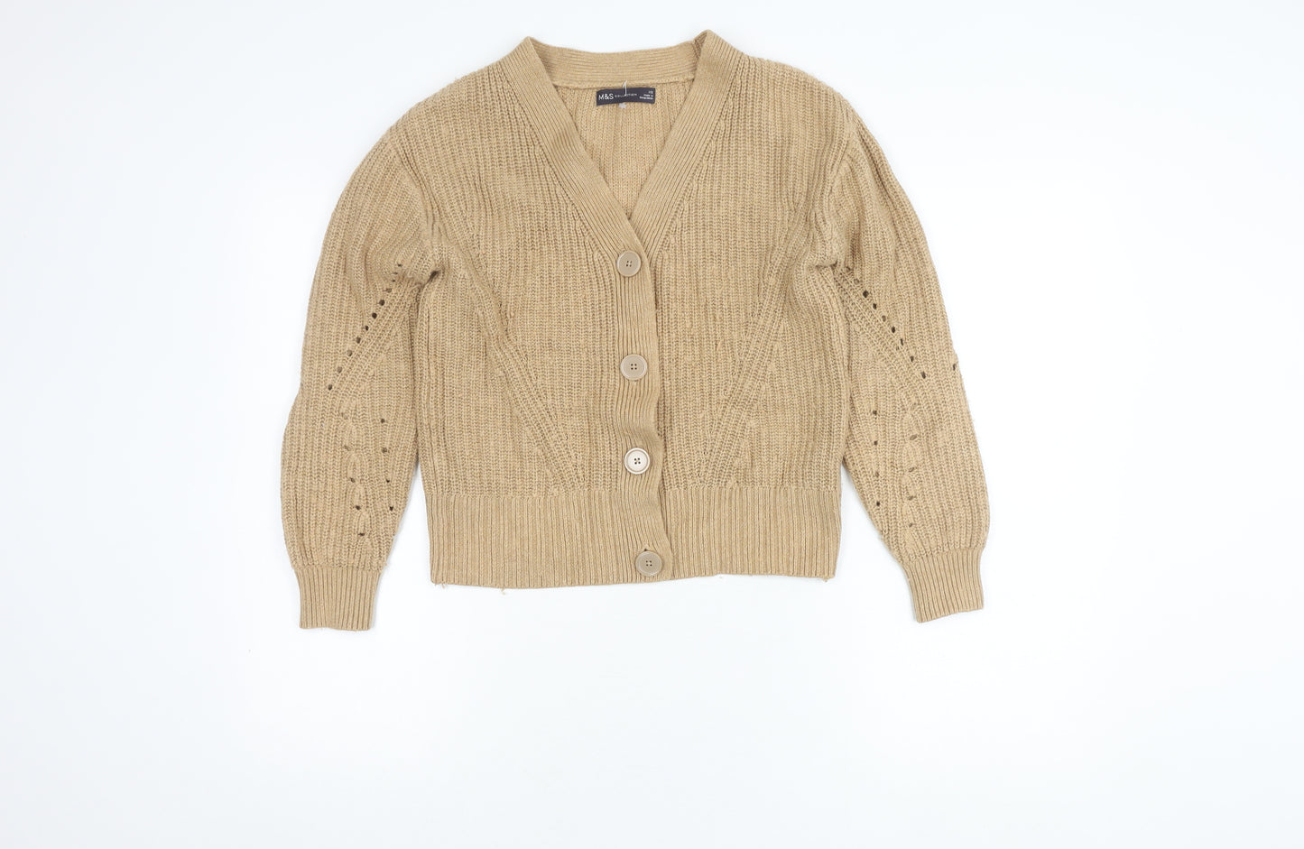 Marks and Spencer Ladies Beige V-Neck Cardigan XS