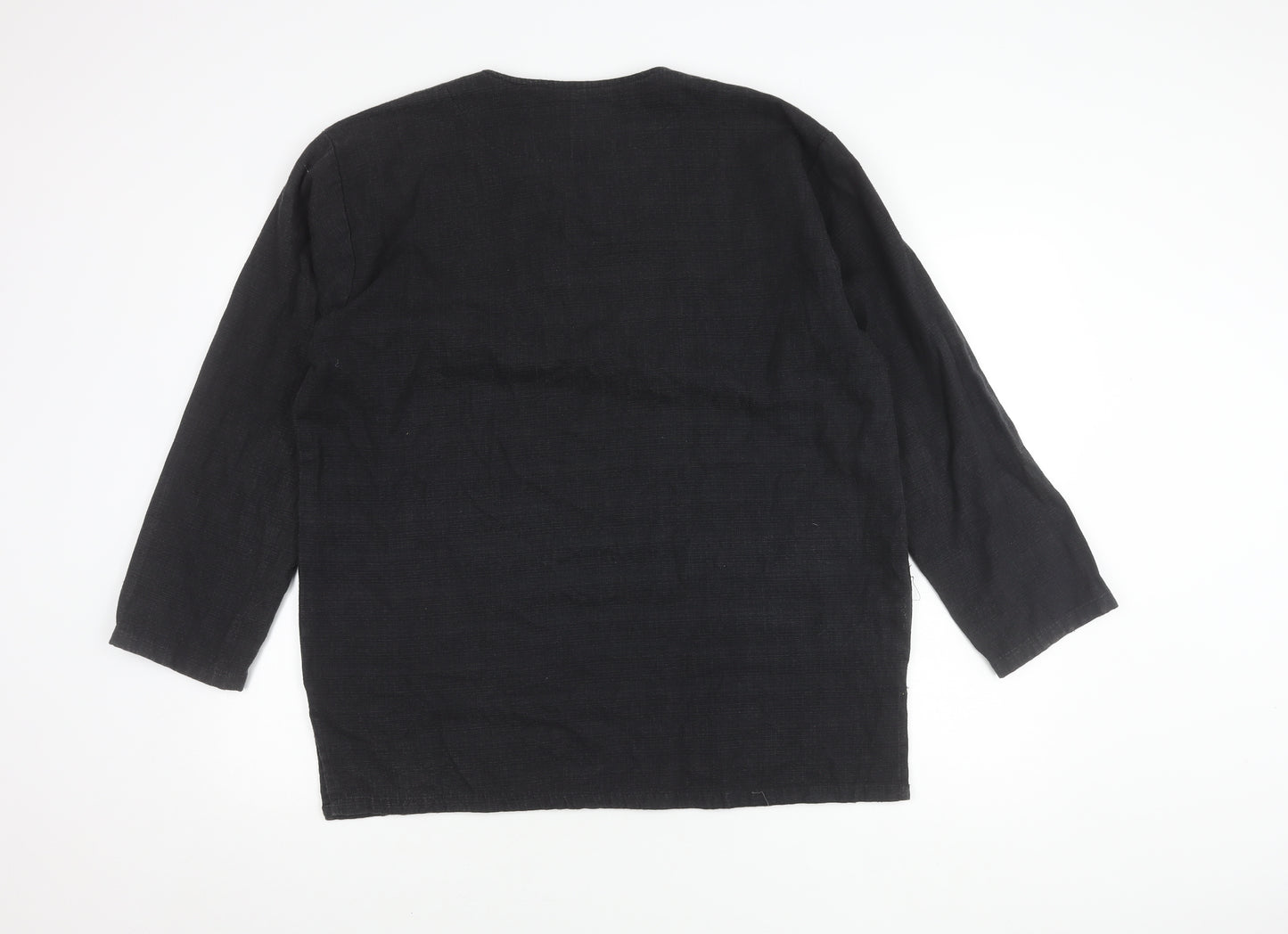 Mee Cotton Men's Black Henley Shirt L