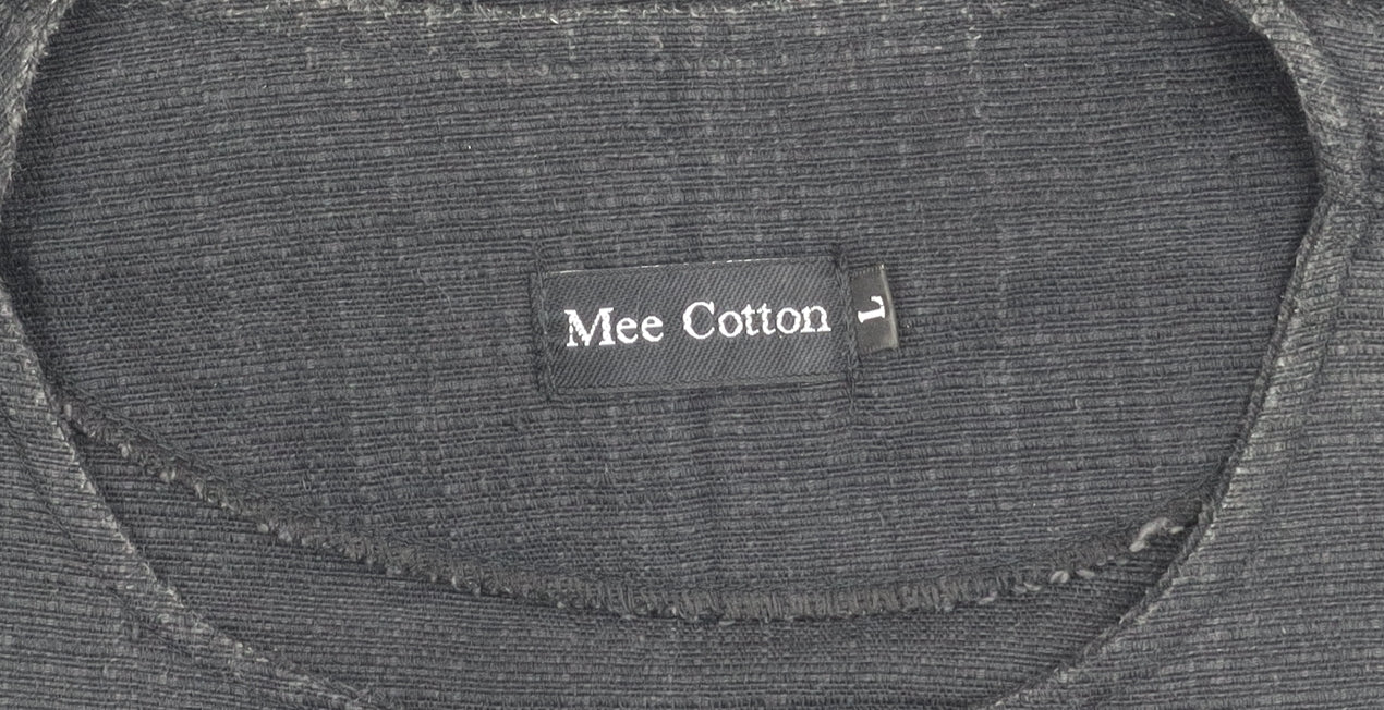 Mee Cotton Men's Black Henley Shirt L
