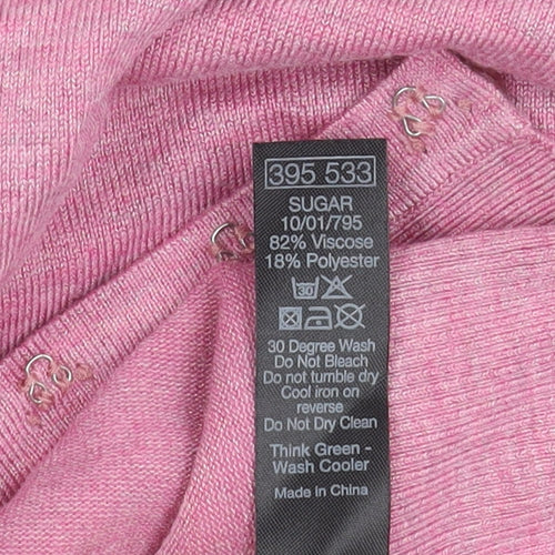 M&Co Women's Pink Cardigan, L - 3/4 Sleeve Crew Neck