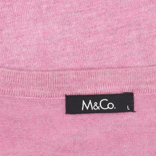 M&Co Women's Pink Cardigan, L - 3/4 Sleeve Crew Neck