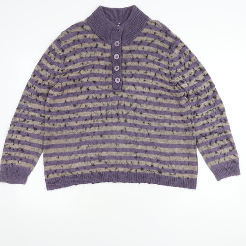 Damart Women's Purple Henley Jumper XL