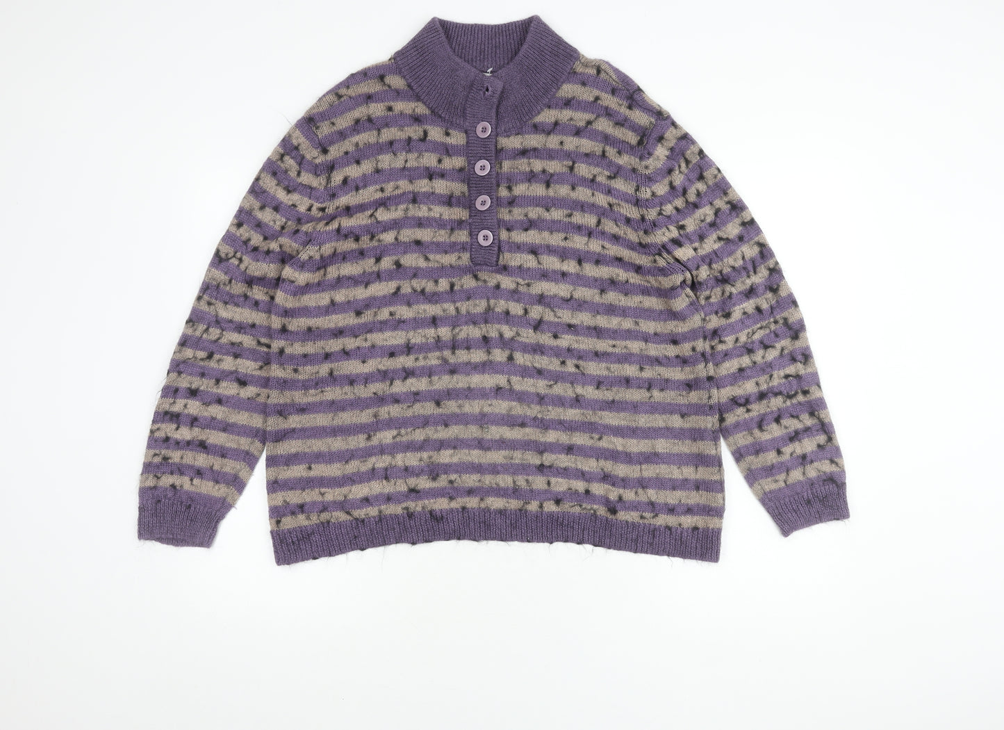 Damart Women's Purple Henley Jumper XL