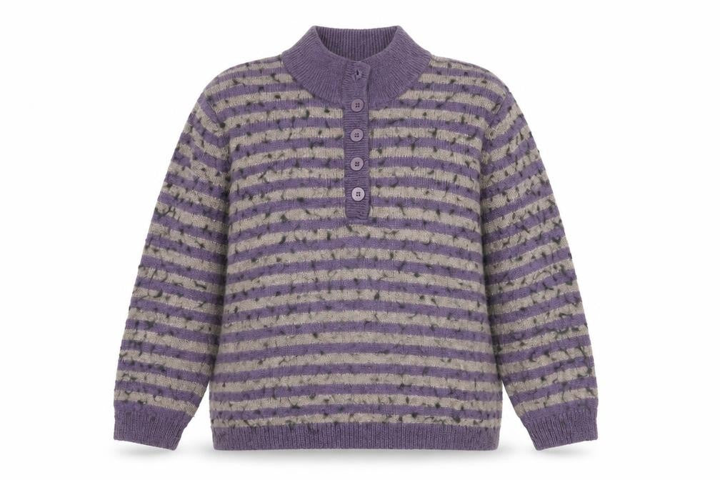 Front view of Damart Women's Purple Henley Jumper XL