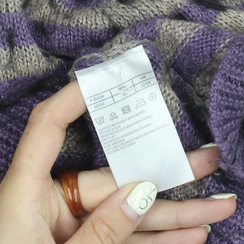 Damart Women's Purple Henley Jumper XL