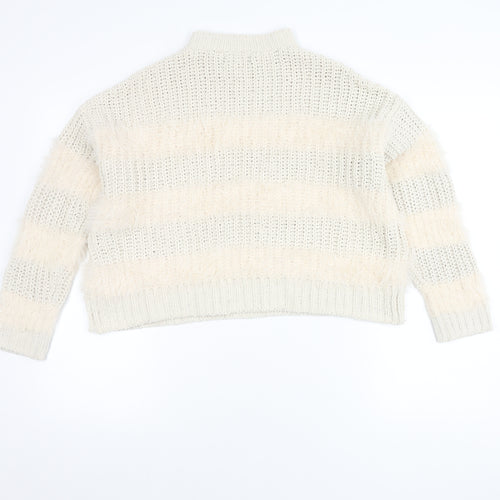 Bershka Women's Ivory Mock Neck Pullover Jumper Size 2
