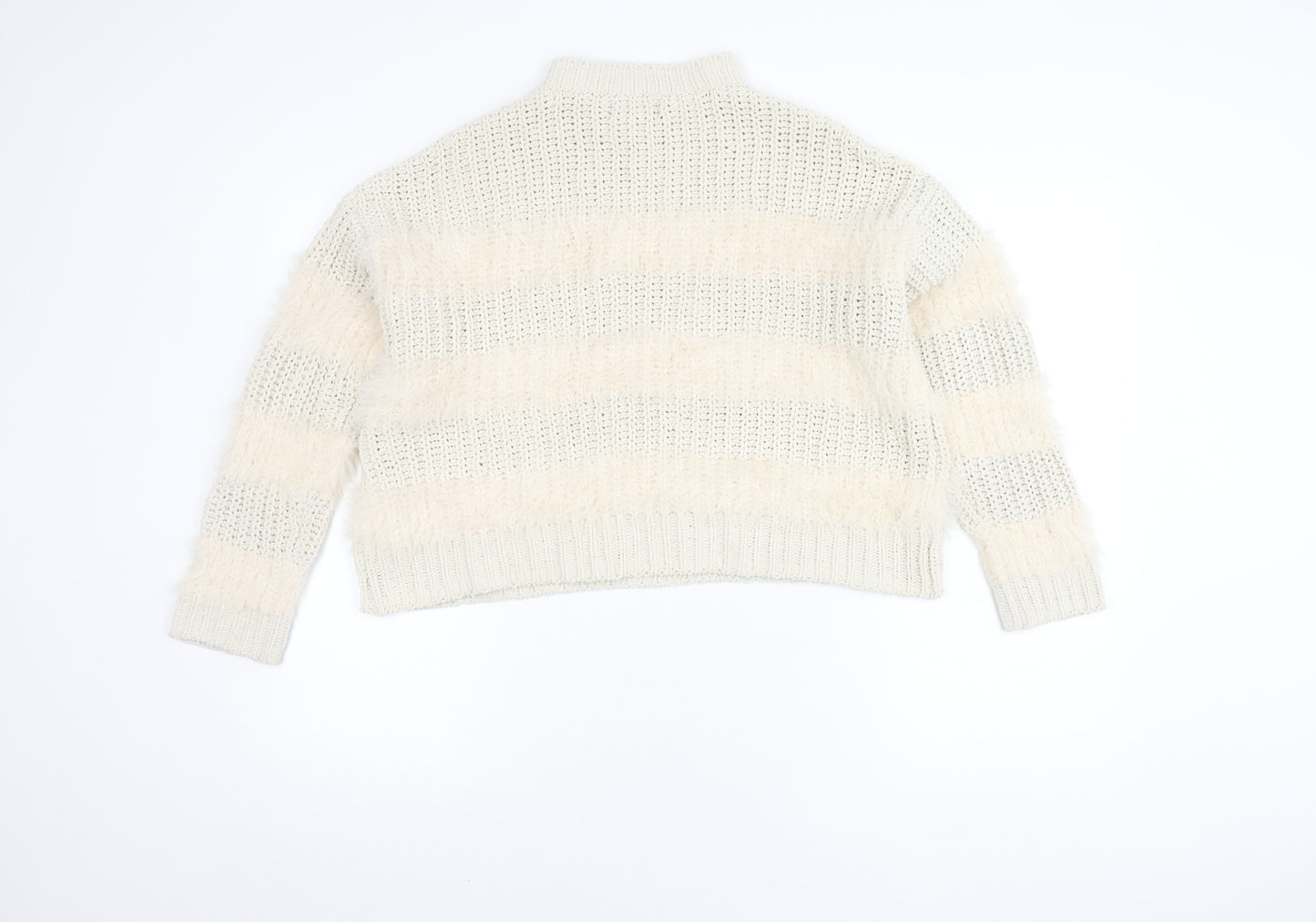 Bershka Women's Ivory Mock Neck Pullover Jumper Size 2