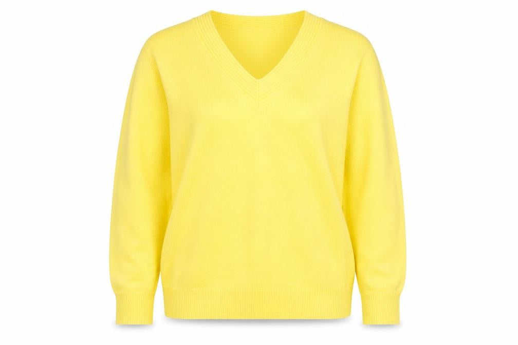 Front view of Damart Women's Yellow V-Neck jumper XL