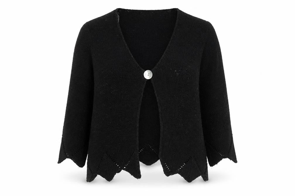 Front view of BHS Women's Black V-Neck Cardigan, size 20