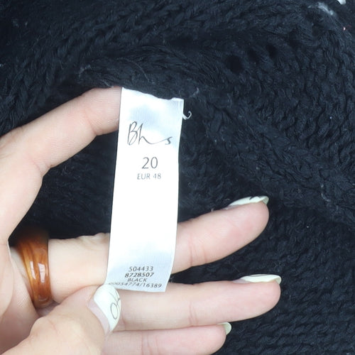 BHS Women's Black V-Neck Cardigan, Size 20