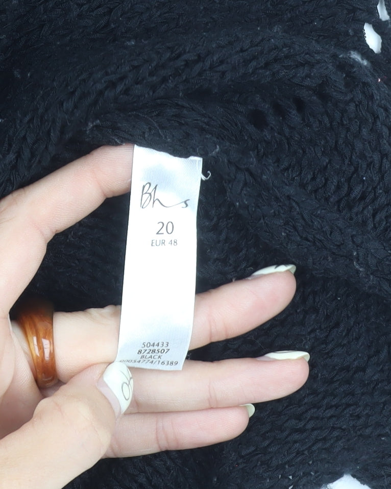 BHS Women's Black V-Neck Cardigan, Size 20