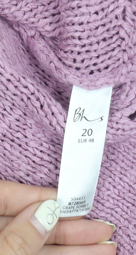 BHS Women's Purple Open-Knit Cardigan 20