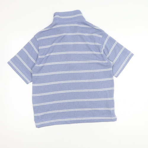 Marks and Spencer Women's Blue Striped Polo Shirt Size 10