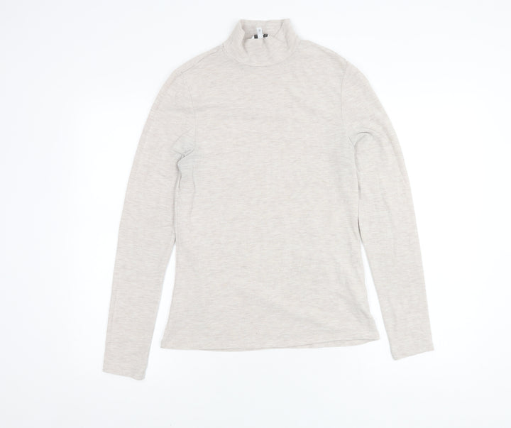 Next Women's Beige Long Sleeve Mock Neck Top