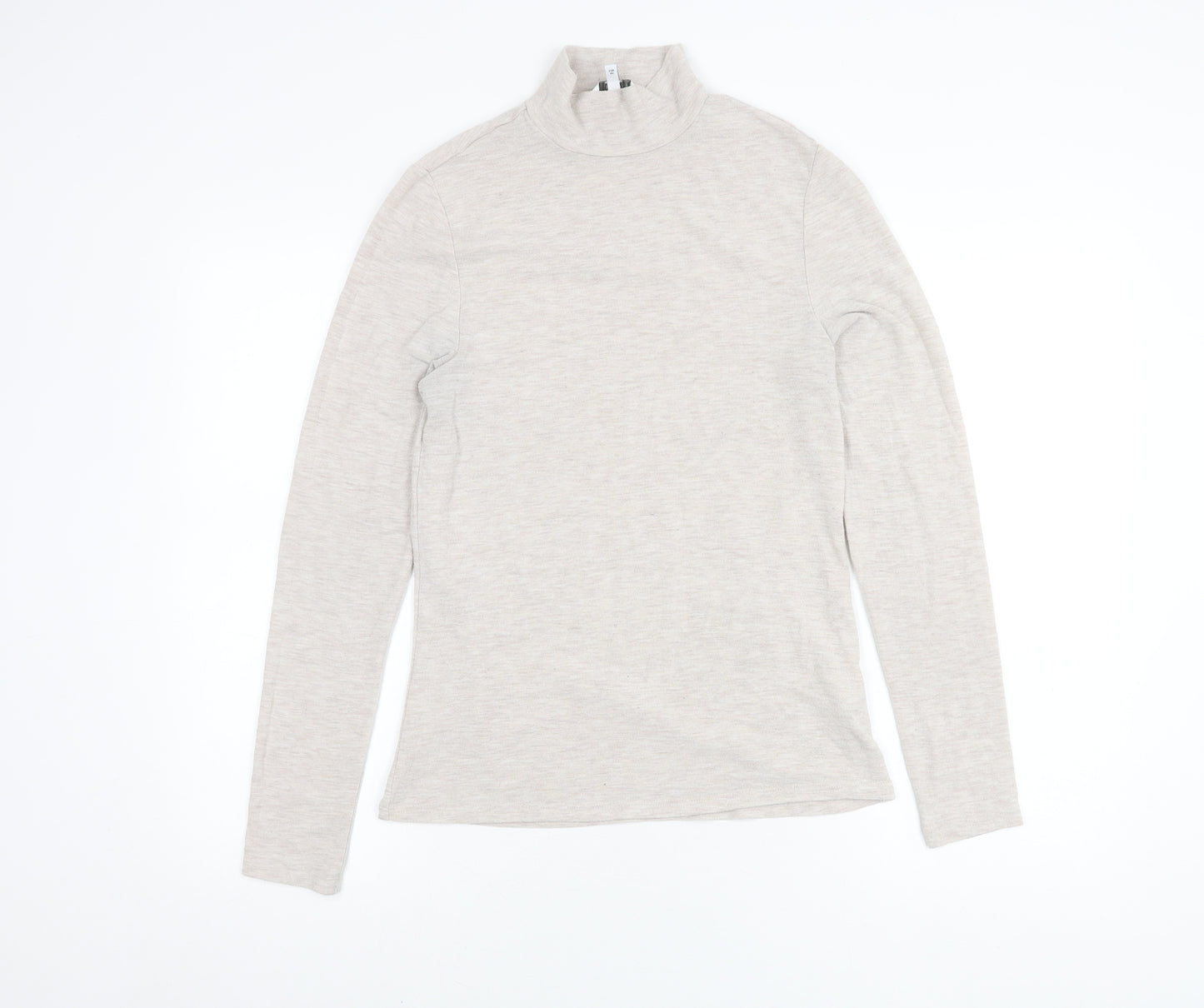 Next Women's Beige Long Sleeve Mock Neck Top