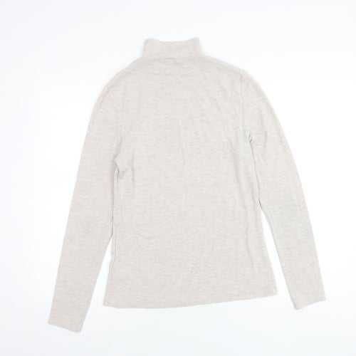 Next Women's Beige Long Sleeve Mock Neck Top