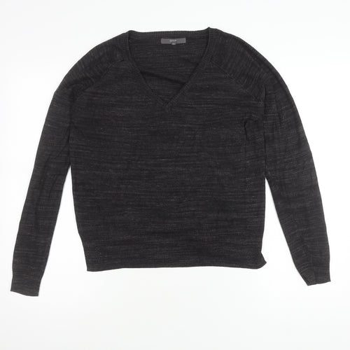Next Women's Black V-Neck Cotton Pullover Jumper Size 6