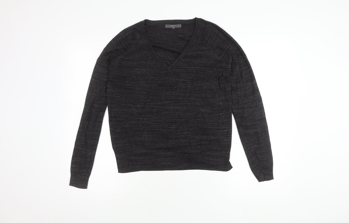 Next Women's Black V-Neck Cotton Pullover Jumper Size 6