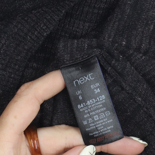 Next Women's Black V-Neck Cotton Pullover Jumper Size 6