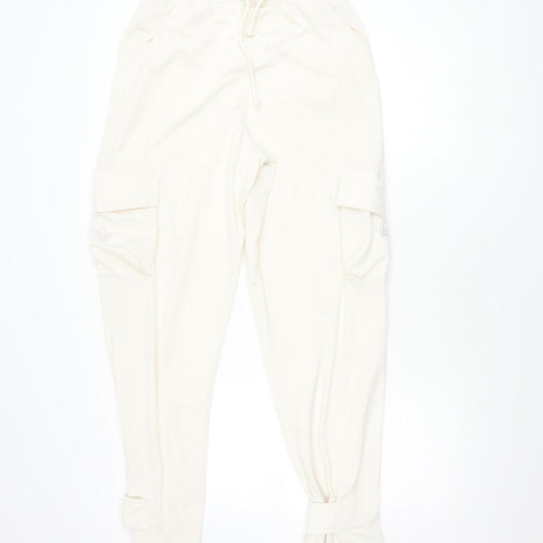 Adidas Unisex White Jogger Trousers - Large