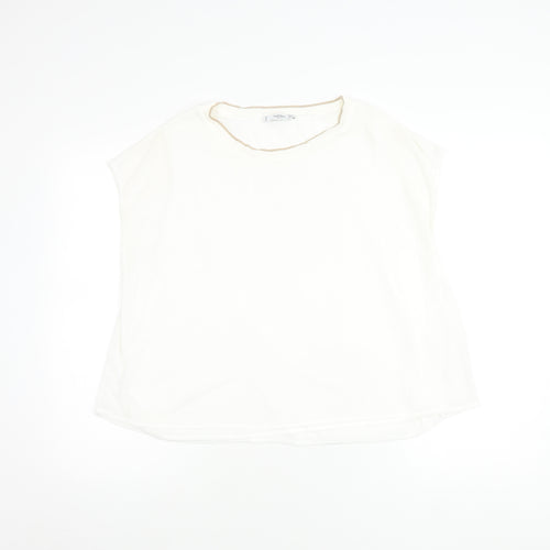Mango Women's Ivory Sleeveless Top - Size L