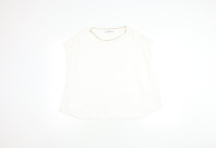 Mango Women's Ivory Sleeveless Top - Size L