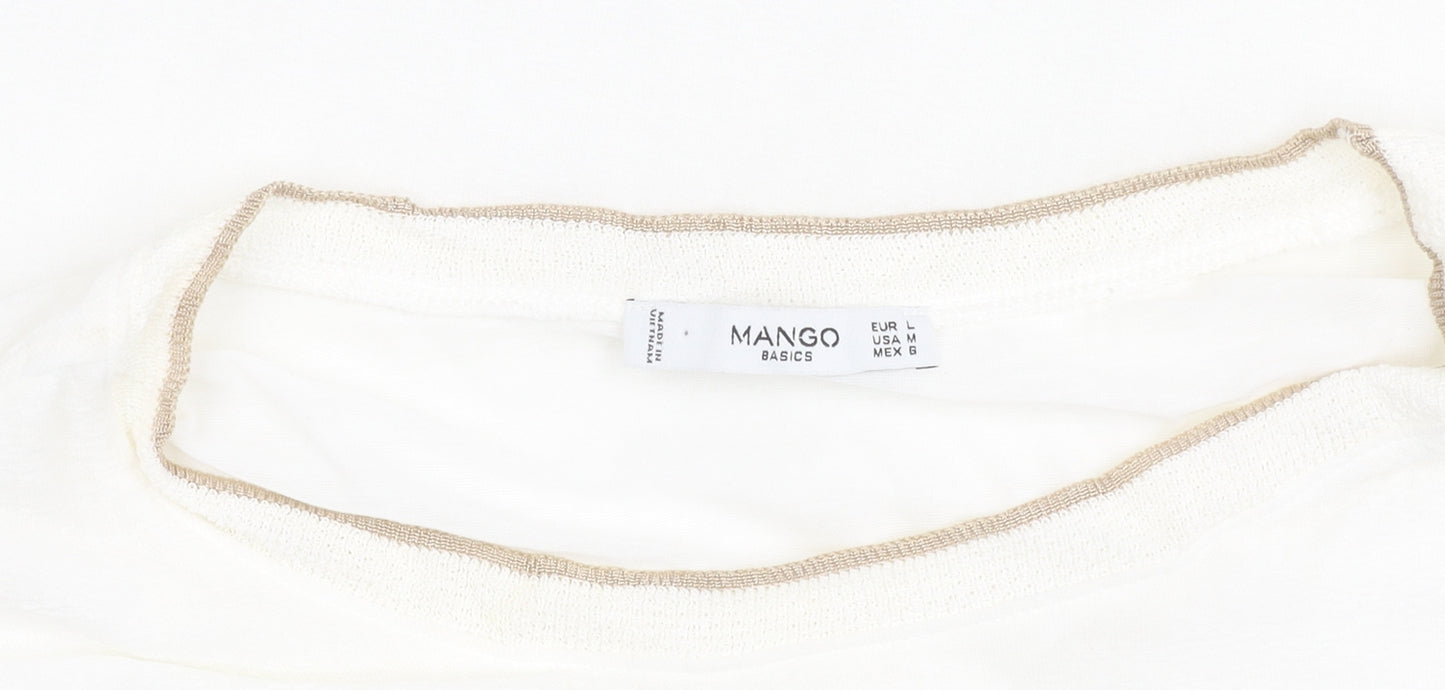 Mango Women's Ivory Sleeveless Top - Size L
