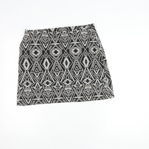 Marks and Spencer Women's Black Geometric Skirt, Size 14